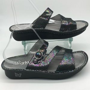 Alegria Slip on Sandal Iridescent Platform Gem Buckle Womens size 42 US 11.5